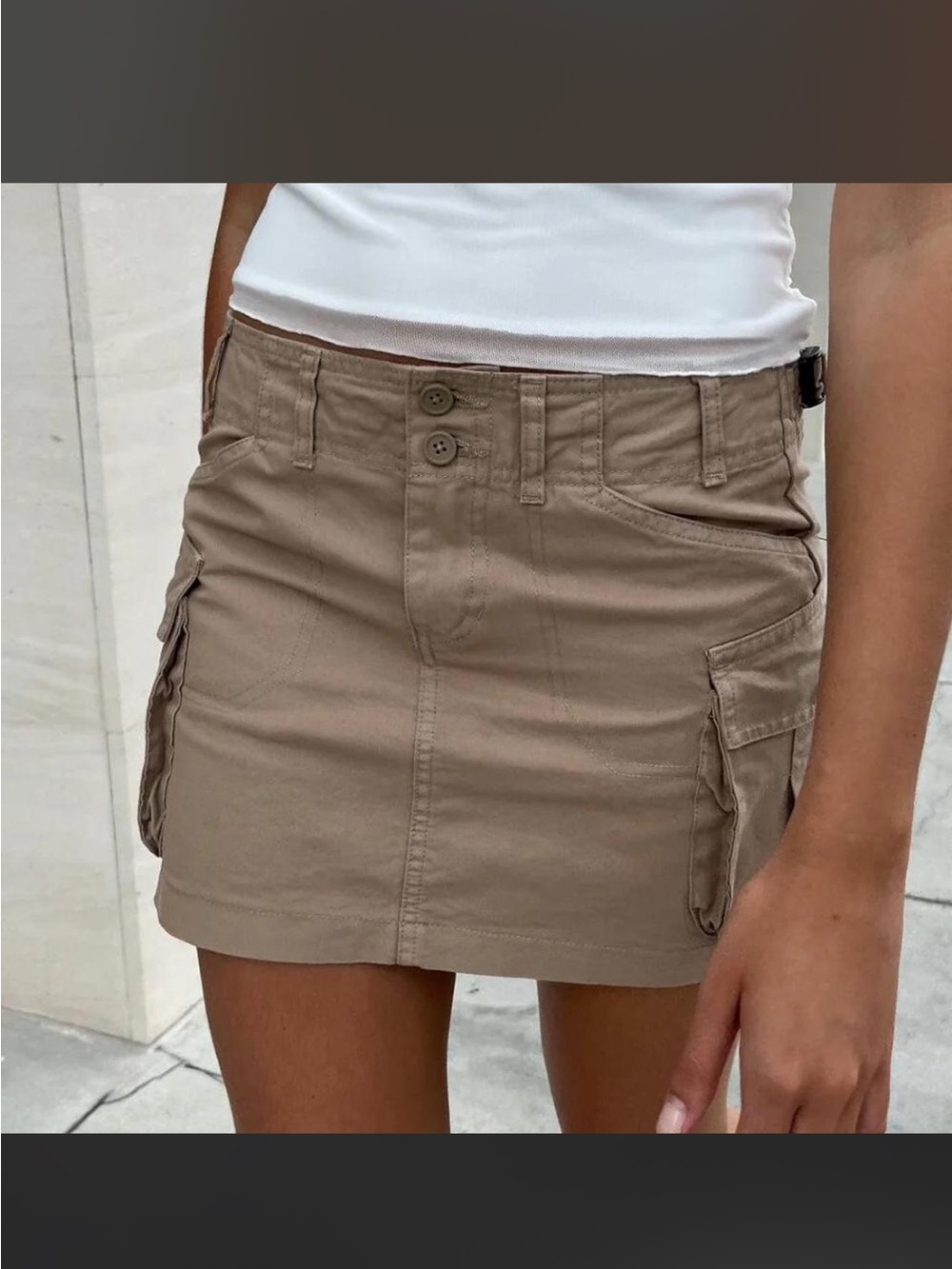 Brandy Melville Beverly Cargo Mini Skirt in tan / beige